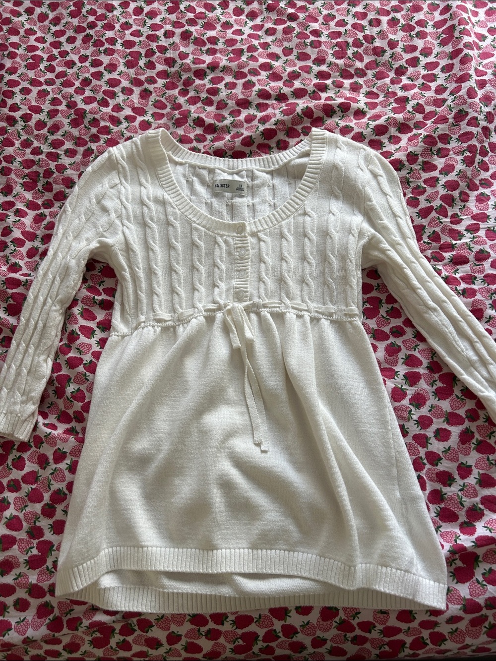 Hollister White Cable-Knit Scoop-Neck Sweater